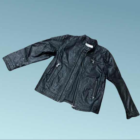 H&M kids 6/7y black vegan leather motorcycle jacket - Picture 1 of 9